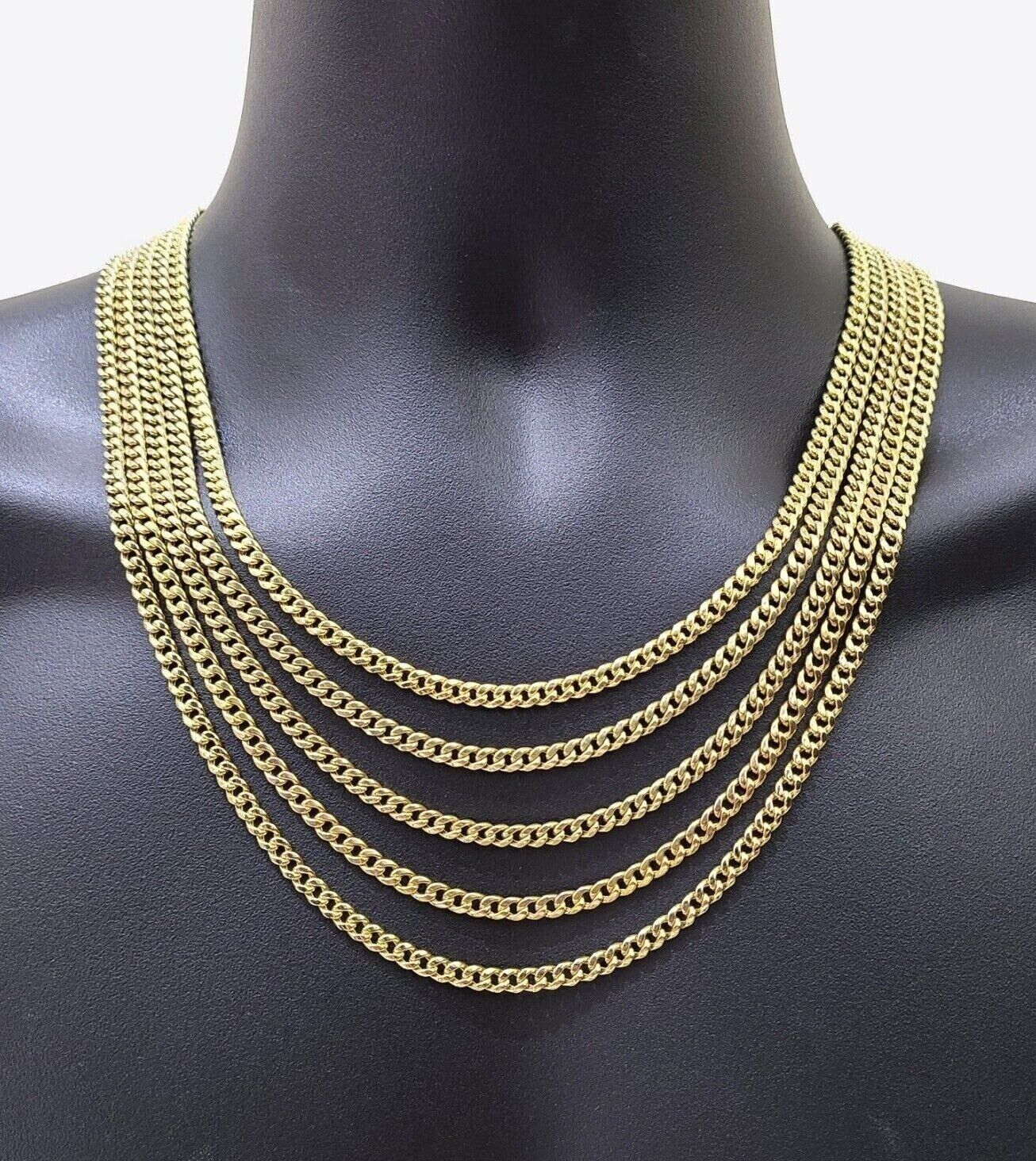Real 10k Gold Miami Cuban Chain 5mm 24" Inch Necklace Cross Pendant 10kt Charm - GoldenlinQ